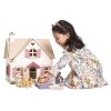 Casuta rurala de papusi, din lemn premium Cottontail Cottage - include 13 componente de mobila in stil retro - Tender Leaf Toys