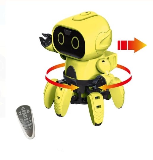 Mini Robot interactiv de construit, 6 picioare, ecran Led, senzor de miscare si sunet, AMA