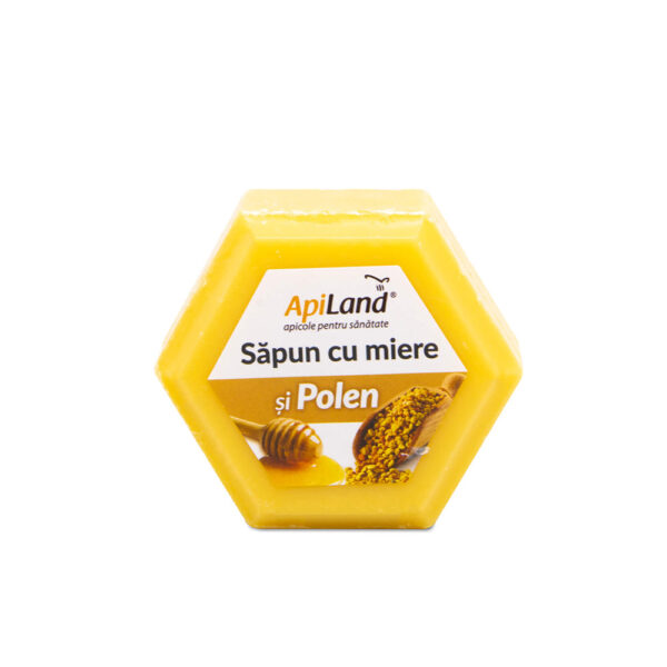6424383000657-SAPUNCUMIERESIPOLEN100G-produs.jpg Săpun cu miere și polen - 100g - Default Title