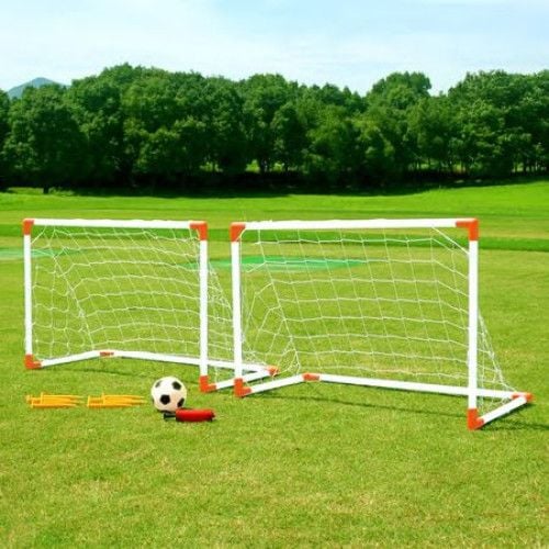 set-de-2-porti-de-fotbal-cu-pompa-de-umflat-minge-de-fotbal-si-8-taruse-38-971205.jpg Set de 2 porti de fotbal cu pompa de umflat, minge de fotbal si 8 taruse