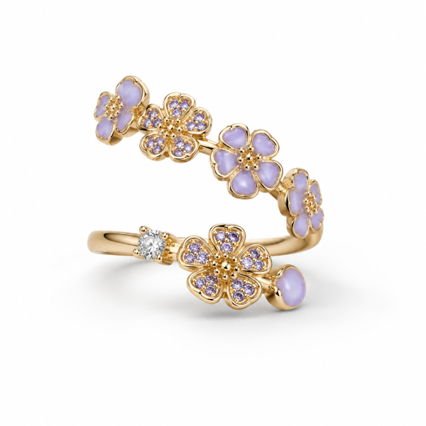 01922e4d-24fb-4b59-906d-dbfea8617158.png Inel Purple Flowers cu Aur Reglabil