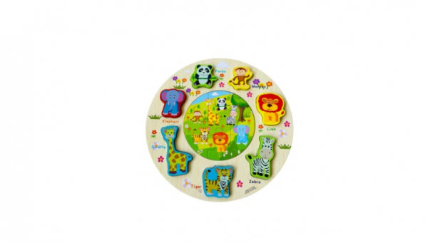04-808-3834.jpg Puzzle rotund 3D incastru din lemn, animale