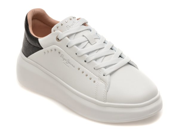 Pantofi sport PEPE JEANS albi, LS00022, din piele naturala