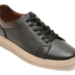 Pantofi sport BITE THE BULLET negri, SF010, din piele naturala
