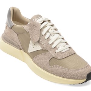 Pantofi sport CLARKS gri, CRAFT WICK LACE, din material textil si piele naturala