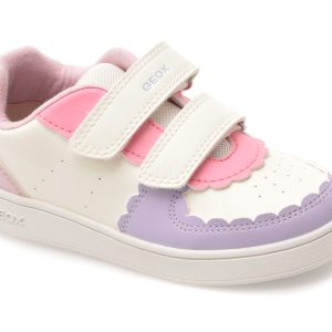 Pantofi sport GEOX albi, B555MA, din piele ecologica