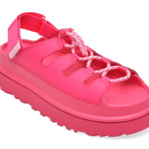 Sandale UGG fucsia, GOLDENGLOW TOGGLE, din piele naturala