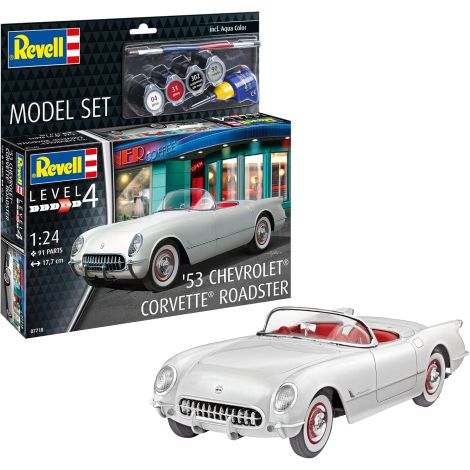 1953-corvette-roadster.jpg Macheta automobil Corvette Roadster 1953 – Revell scara 1:24
