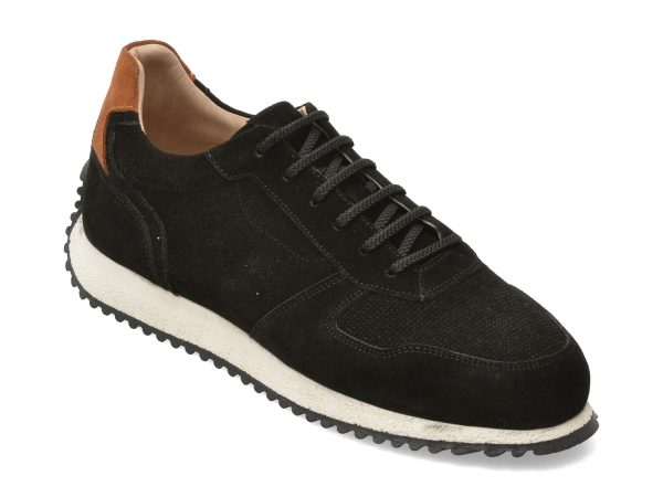 Pantofi sport OTTER negri, G200, din piele intoarsa