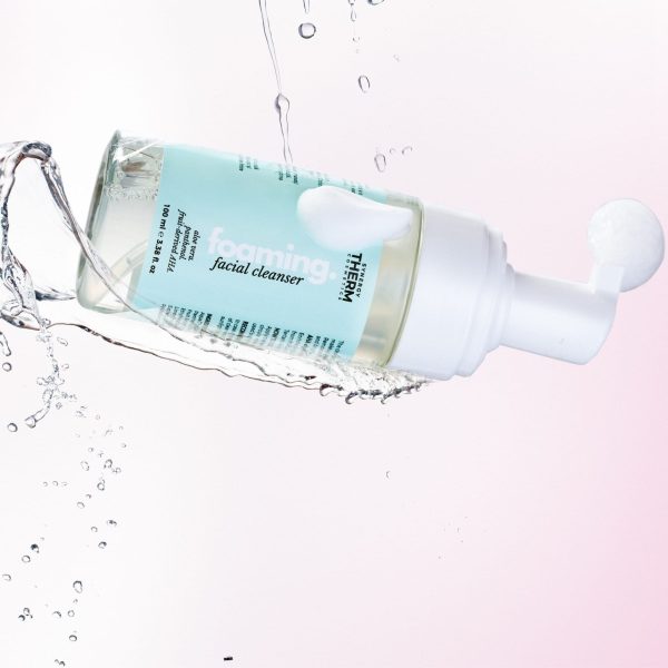 Spumă curățare ten, Mini Foaming Facial Cleanser 100ml, demachiant tip spumă cu acizi derivați din fructe, Aloe Vera și Panthenol