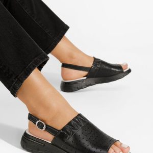 Sandale cu talpa groasa Cardia negre