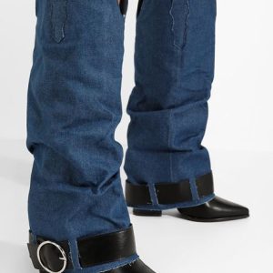 Cizme cu toc gros Elisia denim