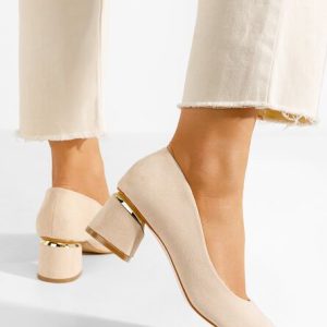 Pantofi cu toc gros Gretta V2 bej