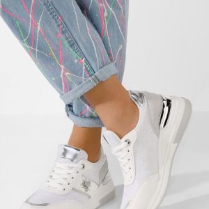 Sneakers cu platforma Gisela albi