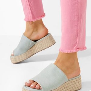 Papuci cu platformă Sitema denim