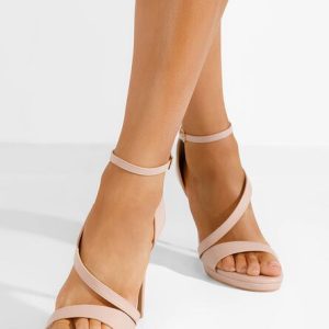 Sandale cu toc subtire nude Ribera