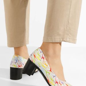 Pantofi cu toc gros piele Dalida V9 multicolori