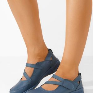 Balerini piele Catherina albastri