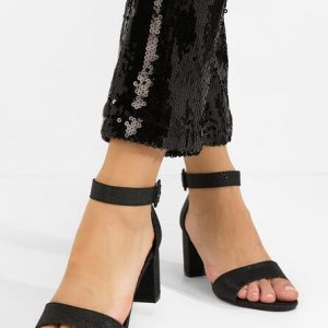 Sandale cu toc gros Towanda negre