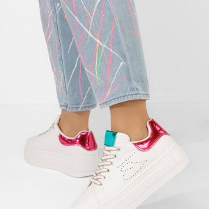Sneakers cu platforma Sellena albi
