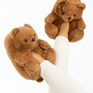 Papuci de casa pufosi Teddy kaki
