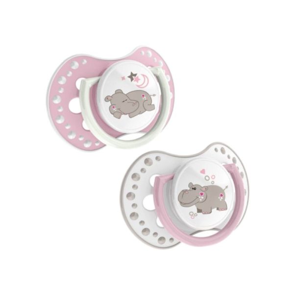 25179.jpg LOVI Suzeta Silicone Dynamic Night&Day fata 22/810, Hipopotam, 3-6 luni, 2 bucati