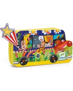 Puzzle 16 piese. The Rainbow Bus. Autobuzul copilariei si al veseliei