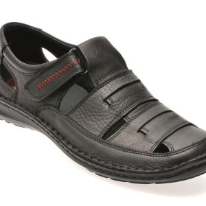 Sandale OTTER negre, 9562, din piele naturala