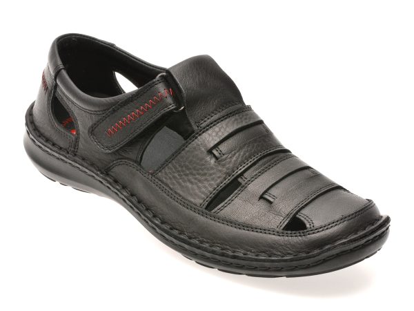 Sandale OTTER negre, 9562, din piele naturala