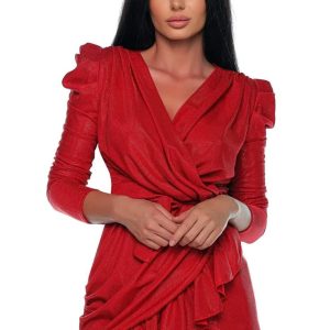 Rochie din lurex cu volane