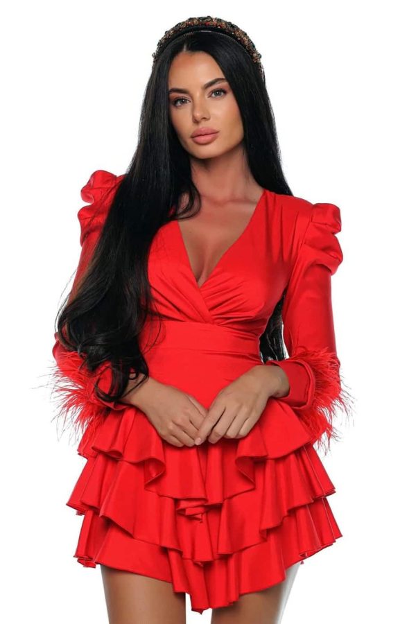 380543647_2697446597060355_3120969620207008844_n.jpg Rochie cu pene la maneci si volane