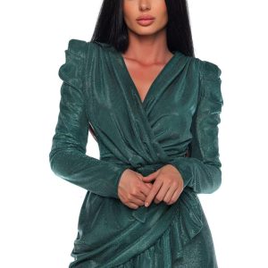 Rochie din lurex cu volane