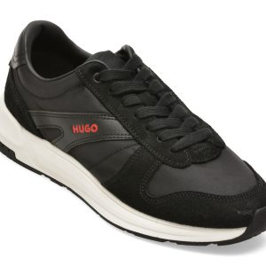 Pantofi sport HUGO negri, 3605, din material textil si piele naturala