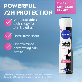NIVEA Invisible Black & White Clear antiperspirant Spray