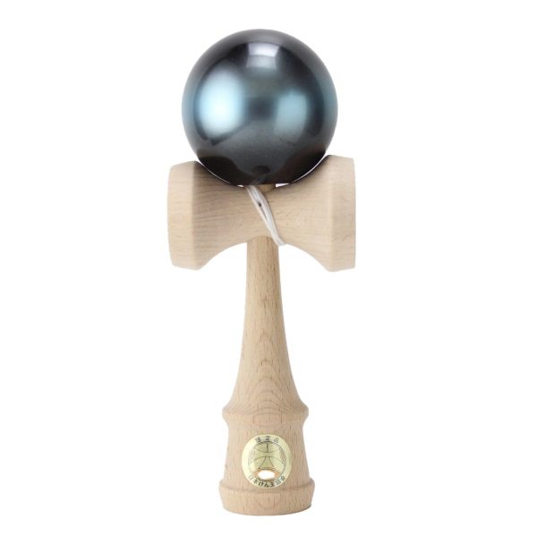 Jucarie de indemanare, din lemn, Ozora, Kendama, Albastru Galaxy, 18 cm