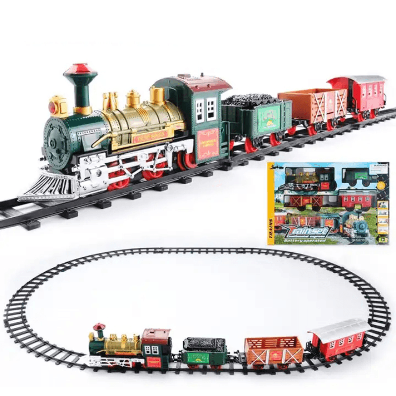 Trenulet Electric cu Sunete si Lumini, Set complet cu Locomotiva, Vagoane, Sine - Default Title