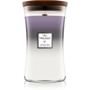 Woodwick Trilogy Amethyst Sky lumânare parfumată cu fitil din lemn