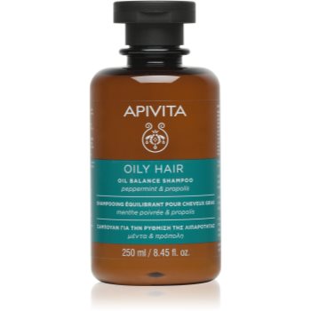 Apivita Oily Hair Oil Balance Shampoo sampon pentru curatarea profunda a scalpului seboreic pentru intarire si stralucire