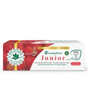 GennaDent Junior Căpșuni - Pastă de Dinți Naturală pentru Copii cu Argilă și Capșuni, fără Fluor | Vivanatura