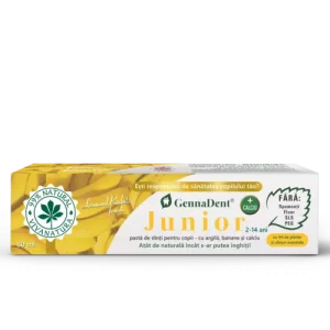 GennaDent Junior Banane – Pastă de Dinți Naturală pentru Copii cu Argilă și Banane, fără Fluor, 80 ml | Vivanatura