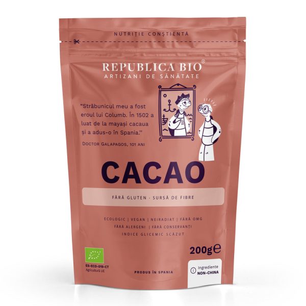 Pudra de cacao pura, ecologica, FARA GLUTEN, Republica BIO, 200 g - Default