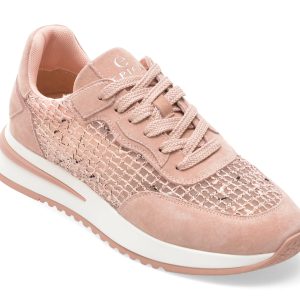 Pantofi sport EPICA roz, QS510, din material textil si piele naturala
