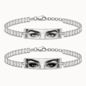 Set 2 Bratari Personalizate Mystic White Eyes cu Argint