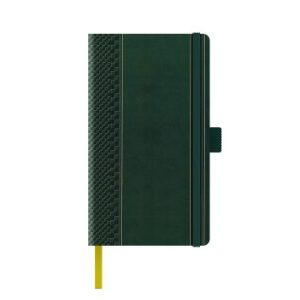 Agenda nedatata A5 Castelli, coperta rigida  verde/auriu, elastic verde, dictando ivory