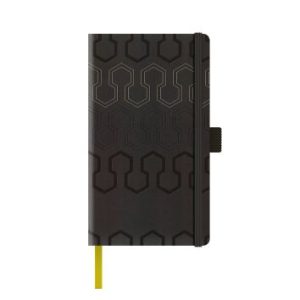 Agenda nedatata A5 Castelli, coperta rigida negru/auriu, elastic negru, dictando ivory