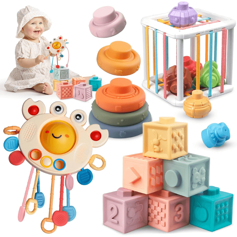 Set Montessori 4 in 1 Ludiro pentru Bebelusi, 19 Piese Educative pentru Joaca si Dezvoltare - Default Title