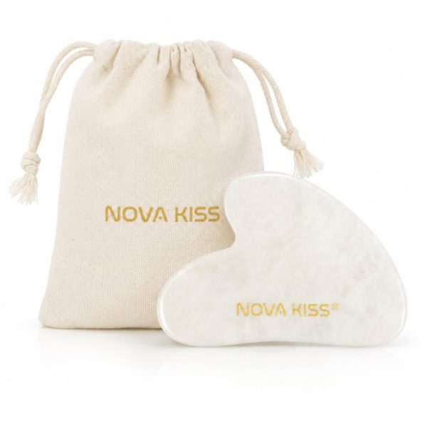 657087.jpg Piatra Gua Sha din Jad Natural NOVA KISS pentru Masaj Facial, Antirid si Drenaj Limfatic, Include Saculet de Bumbac