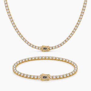 Set Colier+Bratara Monaco Tennis Gold 4MM Placat Cu Aur