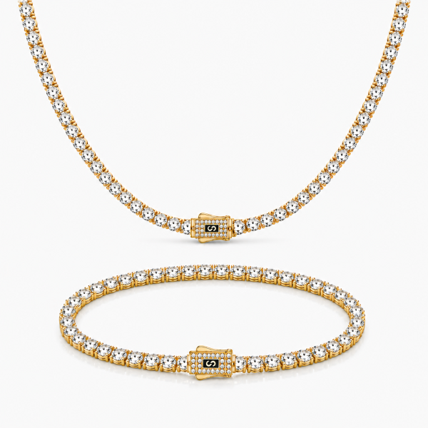 Set Colier+Bratara Monaco Tennis Gold 4MM Placat Cu Aur