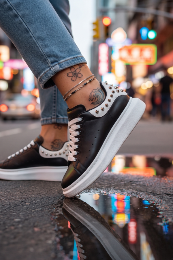 Adidasi dama negri cu alb casual  6626 N17-3